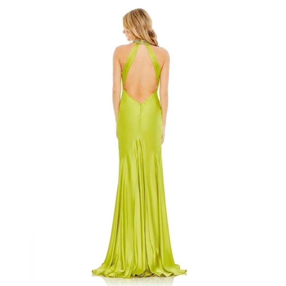 Mac Duggal 68063 NWT Gracious Halter Neckline Mermaid Slit Dress - Picture 4 of 9